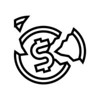 abgestürzte Münze Linie Symbol Vektor Illustration