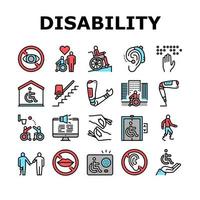 Symbole für die Sammlung von Behinderungstechnologien setzen Vektor