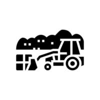 Deponie-Traktor-Glyphen-Symbol-Vektor-Illustration vektor