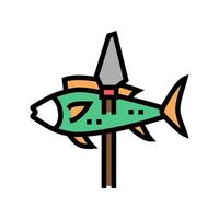 Fisch auf Speer Farbe Symbol Vektor Illustration