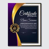 modern certifikatmall i gradering och guldfärger, lyxig och modern stil och prisstil vektorbild. vektor
