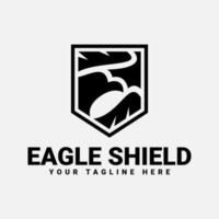eagle shield mall logotypdesign med svart färg vektor