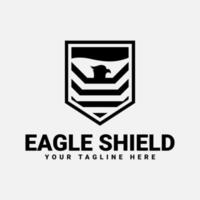 Adler-Schild-Vorlage Logo-Design mit schwarzer Farbe vektor