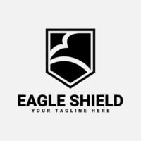 Adler-Schild-Vorlage Logo-Design mit schwarzer Farbe vektor