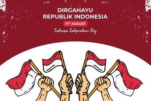 affisch eller banderoll för indonesiska självständighetsdagen hälsning vektor