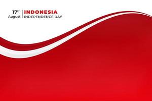 Vektor gewellte Flagge leeren Hintergrund Indonesien Unabhängigkeitstag Design