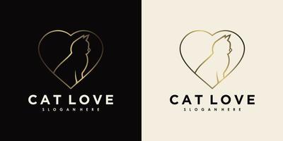 husdjurslogotyp kärleksdesign med kreativa element hund och katt vektor