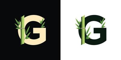 g Bambus-Logo-Icon-Design mit Vorlage kreative Initialen basierend auf Briefen vektor