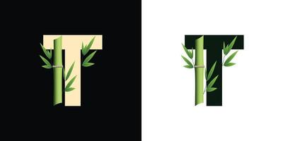 t-Bambus-Logo-Icon-Design mit Vorlage kreative Initialen basierend auf Briefen vektor