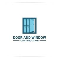 Logo-Design Tür und Fenster Vollfarbvektor für Bauunternehmen vektor