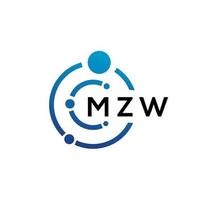 mzw brev teknik logotyp design på vit bakgrund. mzw kreativa initialer bokstaven det logotyp koncept. mzw bokstavsdesign. vektor