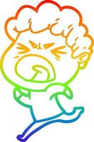 Regenbogen-Gradientenlinie Zeichnung Cartoon wütender Mann vektor