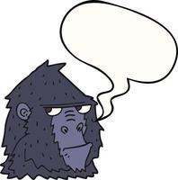 tecknad arg gorilla ansikte och pratbubbla vektor