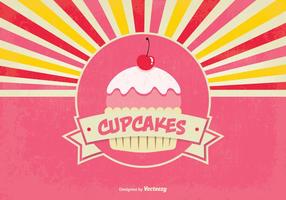 Söt Retro Style Cupcake Bakgrunds Illustration vektor