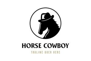 Pferdehengst mit Texas-Cowboyhut für Herren oder starkes männliches Logo-Design vektor