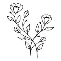 doodle blomstergren, söt och ovanlig knopp, kan användas för att dekorera vykort, visitkort eller som ett element för design vektor