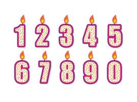 Nette Geburtstag Nummer Kerze Set vektor