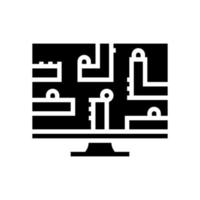 Puzzle-Plattform-Videospiel-Glyphen-Symbol-Vektor-Illustration vektor