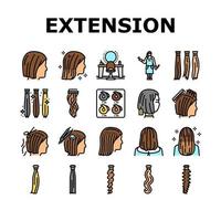 Symbole für das Verfahren im Haarverlängerungssalon setzen Vektor