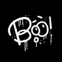 Boo-Schriftzug im urbanen Graffiti-Stil. Druck für Poster, grafisches T-Shirt, Sweatshirt. konzept für halloween-partydekoration. Vintage Retro-Symbol. vektor handgezeichnete illustration.