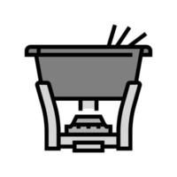 gjutjärn fondue kruka färg ikon vektor illustration