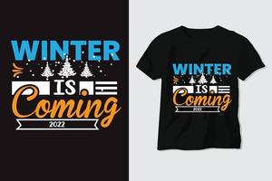 der winter kommt t-shirt design hintergrund, zitat vektor