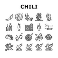 chili kryddig naturliga grönsaker ikoner som vektor