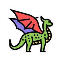 dragon saga djur färg ikon vektor illustration