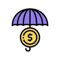 mynt paraply säker färgikon vektor isolerade illustration