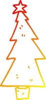 varm gradient linjeteckning tecknad julgran vektor
