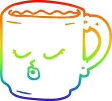 Regenbogen-Gradientenlinie Zeichnung Cartoon-Kaffeetasse vektor