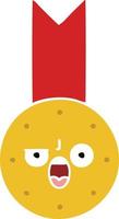 flache farbe retro cartoon goldmedaille vektor