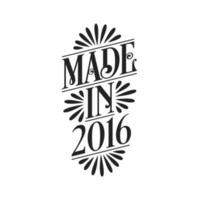 kalligrafibokstäver 2016 födelsedag, gjord 2016 vektor