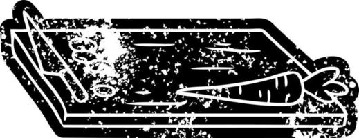 Grunge-Icon-Zeichnung von Gemüseschneidebrett vektor