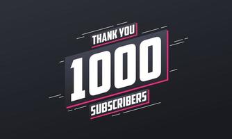 danke 1000 Abonnenten 1k Abonnenten feiern. vektor