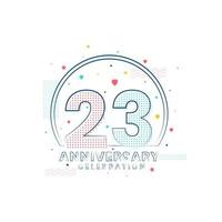 23 Jahre Jubiläumsfeier, modernes Design zum 23-jährigen Jubiläum vektor