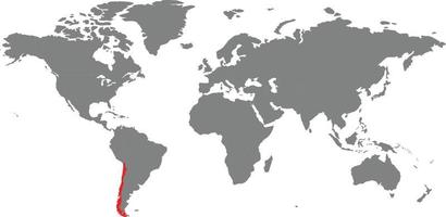 chilekartan på världskartan vektor