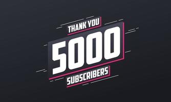 danke 5000 Abonnenten 5k Abonnenten feiern. vektor