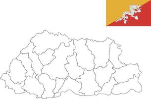 Bhutans karta och flagga vektor