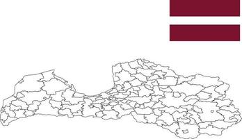 karta och flagga av lettland vektor