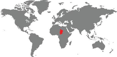 Tschad-Karte auf der Weltkarte vektor