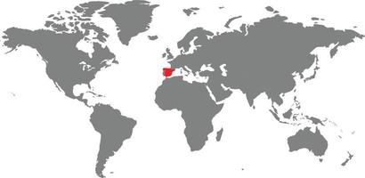 Spanien-Karte auf der Weltkarte vektor