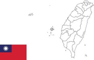 Karte und Flagge von Taiwan vektor