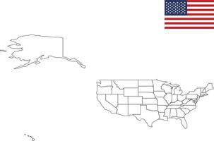 Karte und Flagge der USA, Mercator vektor