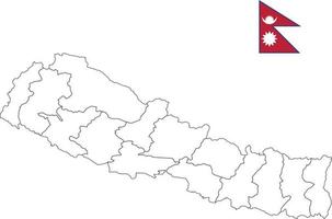 karta och nepals flagga vektor