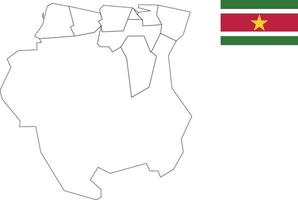 Karte und Flagge von Surinam vektor