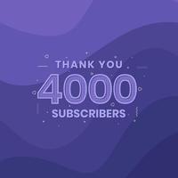 danke 4000 Abonnenten 4k Abonnenten feiern. vektor