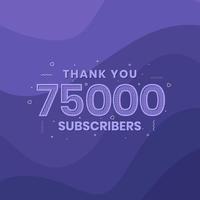 danke 75.000 Abonnenten 75.000 Abonnenten feiern. vektor
