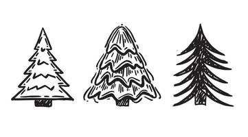 Weihnachtsbaum-Set, handgezeichnete Illustrationen. vektor