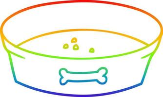 Regenbogen-Gradientenlinie Zeichnung Cartoon leere Hundefutterschüssel vektor